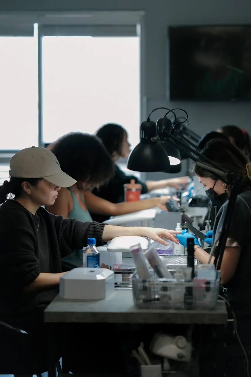 A busy afternoon across the manicure stations