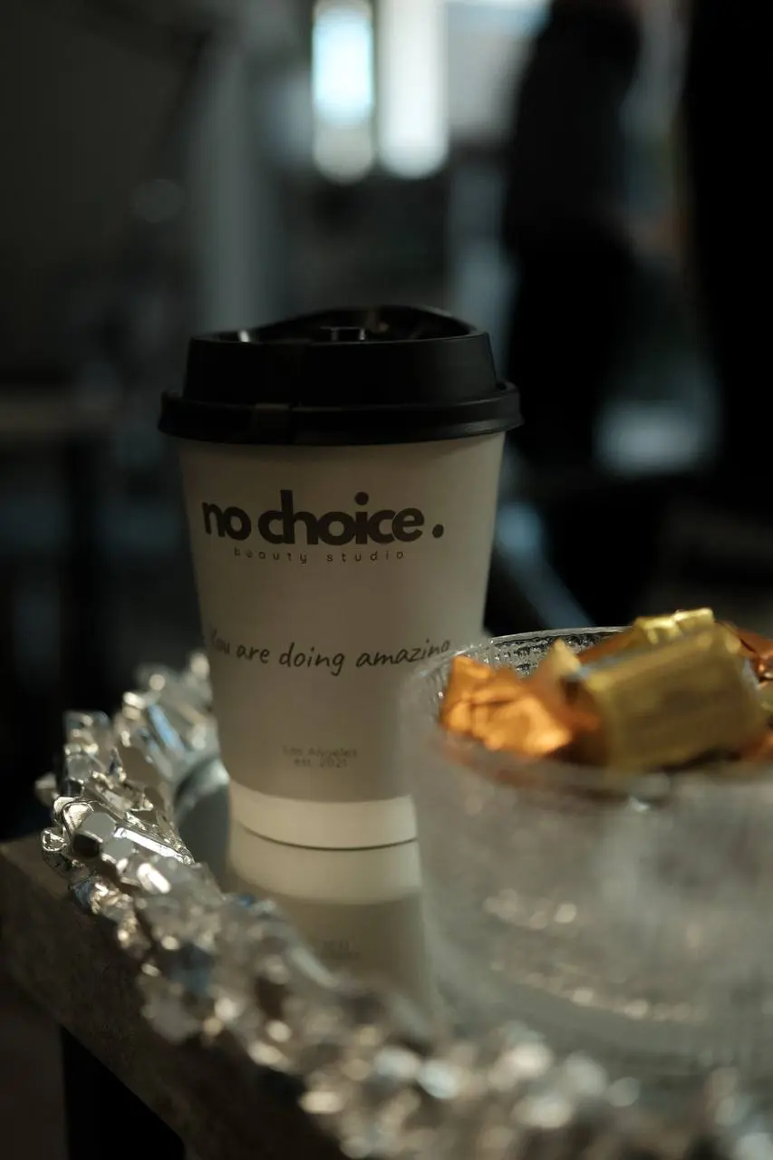 No Choice studio coffee cup at the manicure bar